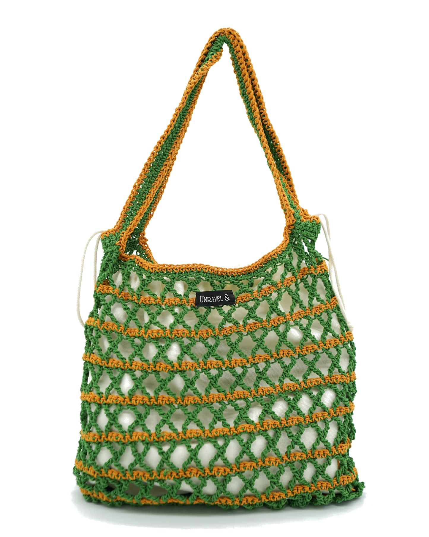 Cross Borders Mesh Crochet Shoulder Bag - Dark Jade