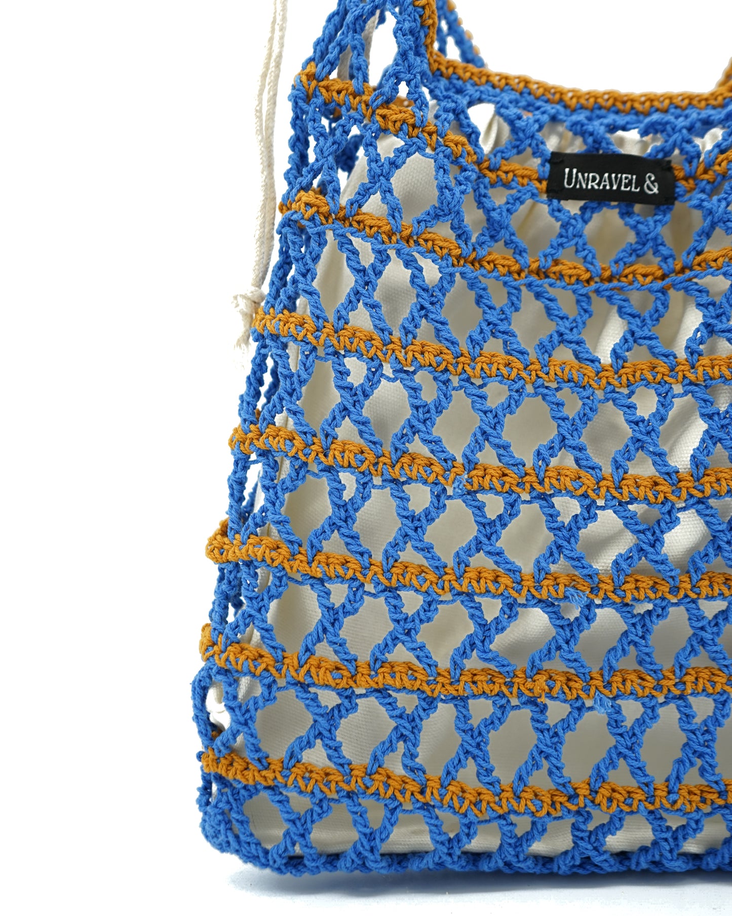 Cross Borders Mesh Crochet Shoulder Bag - Royal Blue