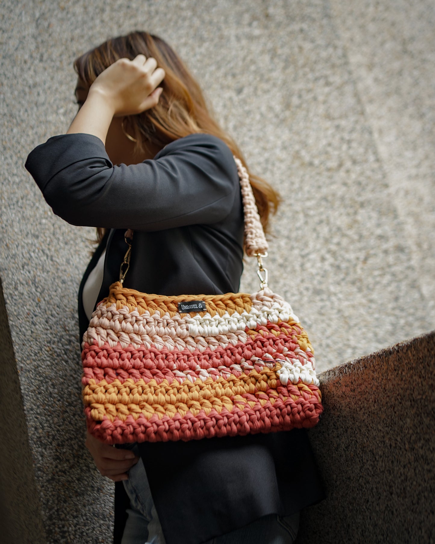 Terracotta Crochet Shoulder Bag