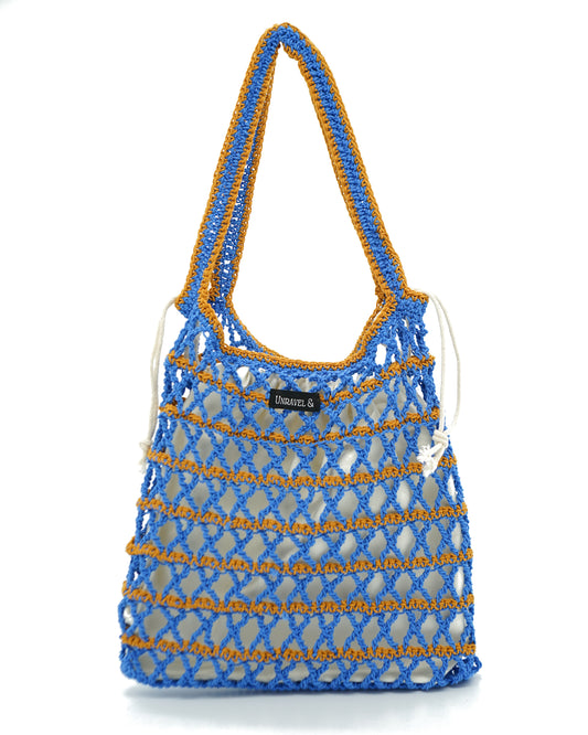 Cross Borders Mesh Crochet Shoulder Bag - Royal Blue