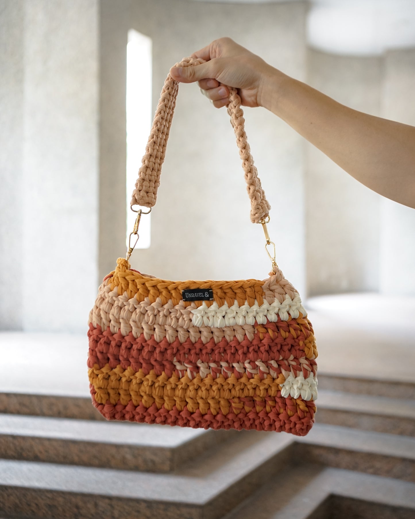 Terracotta Crochet Shoulder Bag